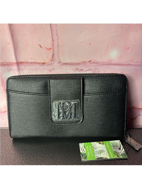 Badgley Mischka Handbags - Badgley Mischka Black Zip Around Wallet with Monogram Accent